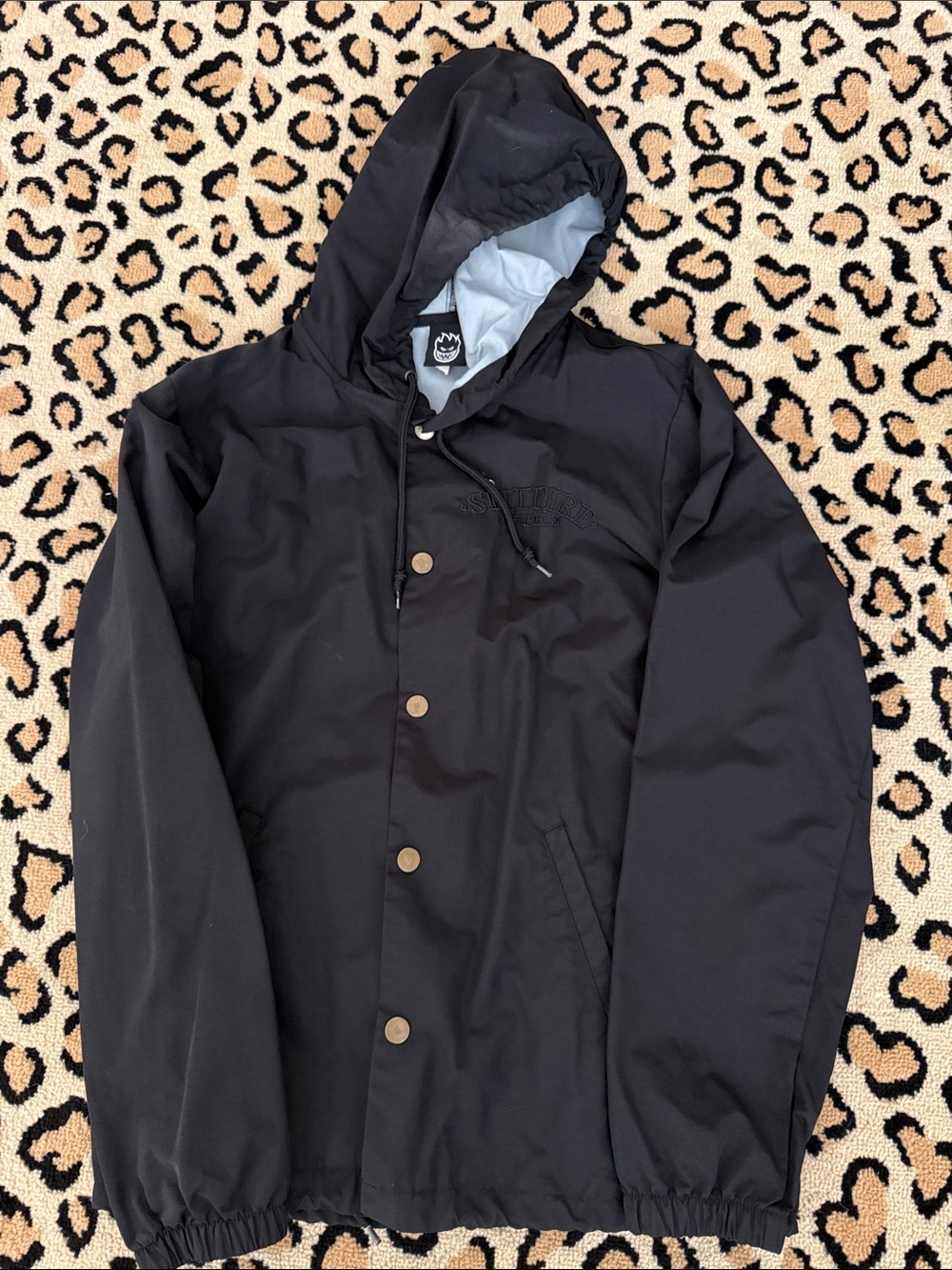 Y2K Spitfire “Wheels “Black Hooded Windbreaker Jacket